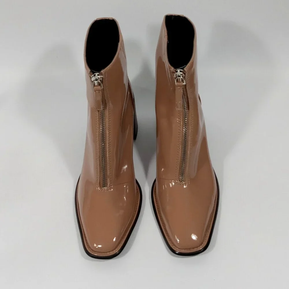 OPEN EDIT 'Chloe' Front Zip Carmel Color Tan Beige Boots Womens Size 7.5M - Picture 7 of 15